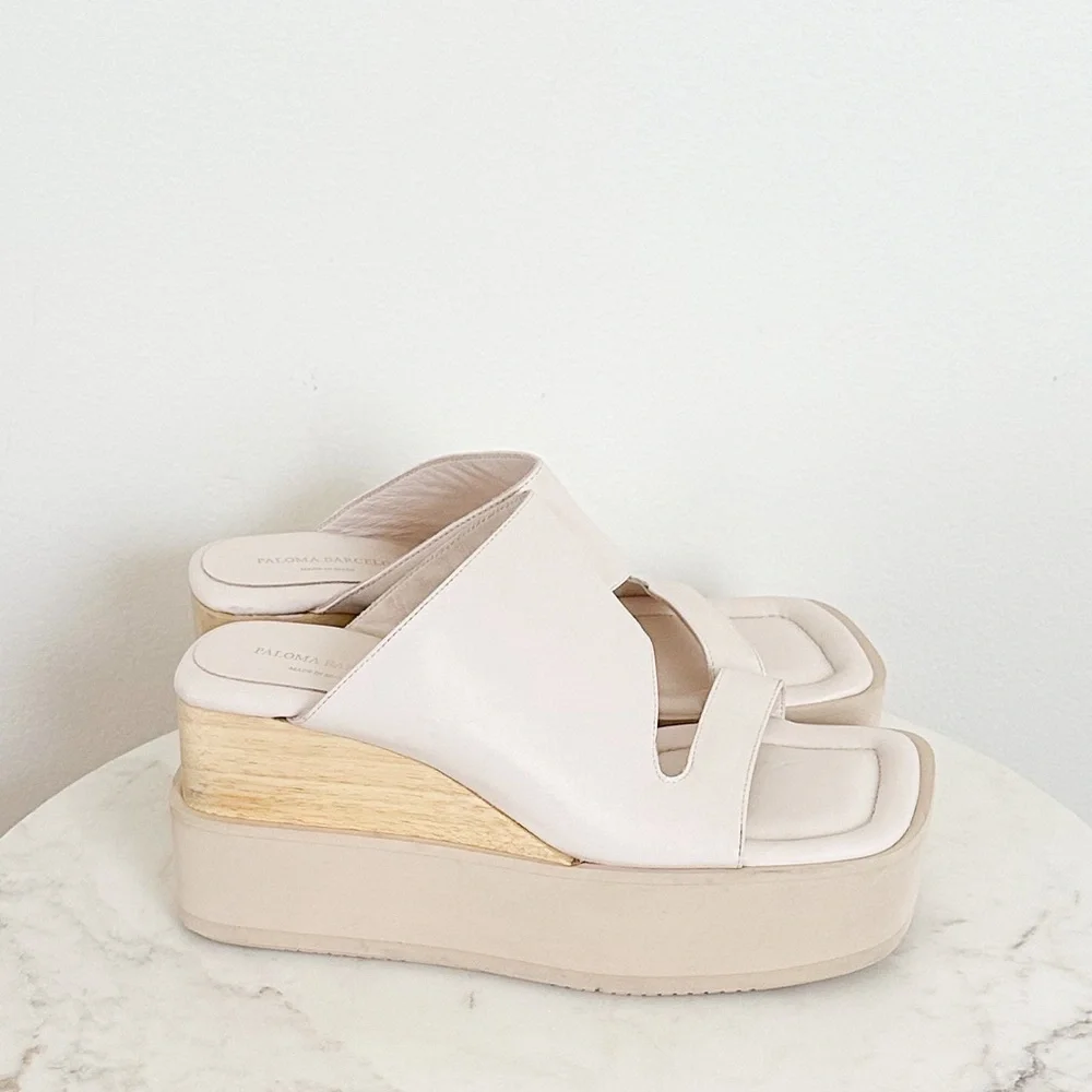 NEW PALOMA BARCELO Laxyla Platform Wedge Sandals Glacial Size 40 EU 10 US